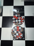 Checkered Cherry Balloon Dog Car Coaster Set