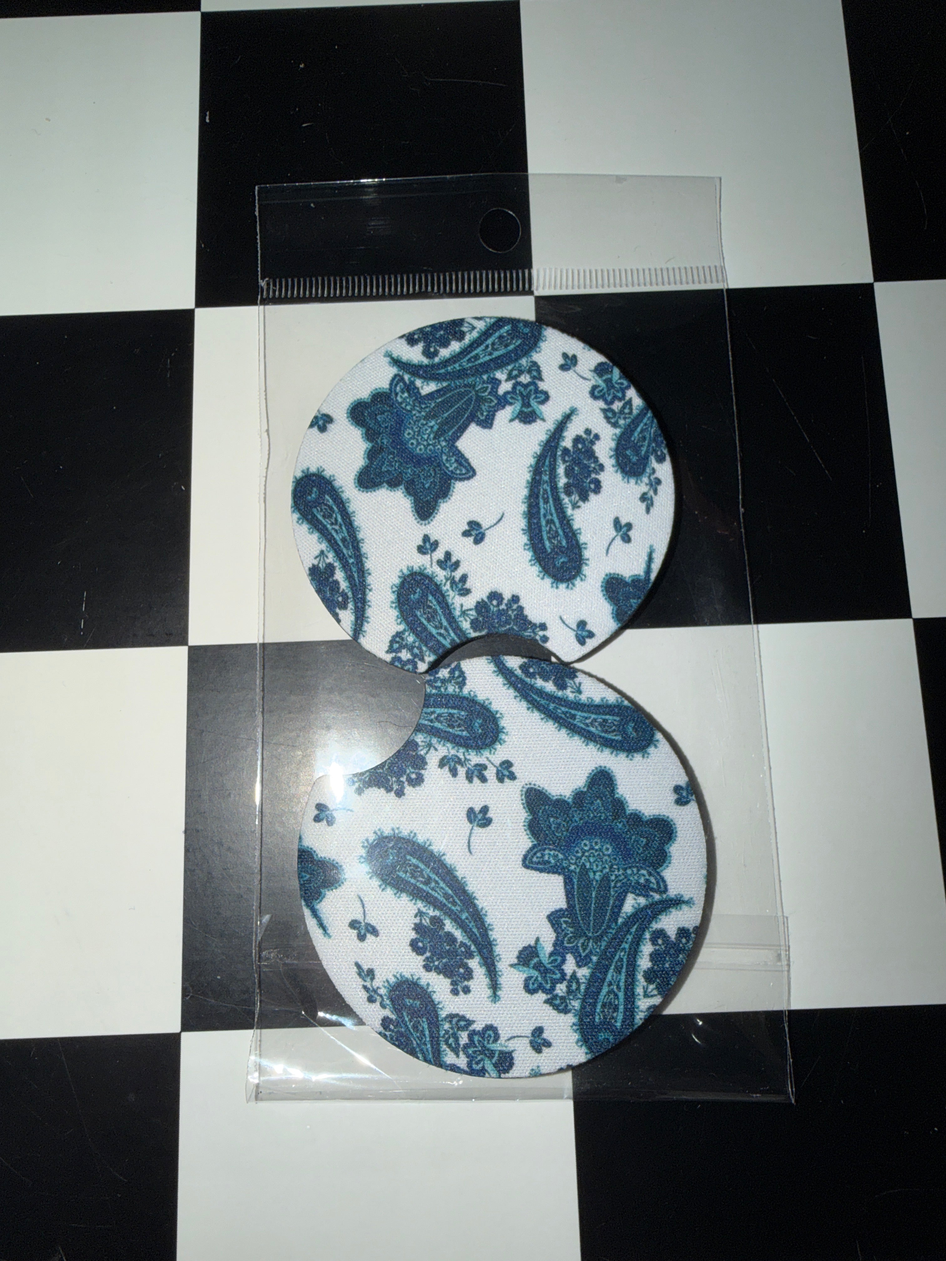 Turquoise Flower Car Coaster Set ￼