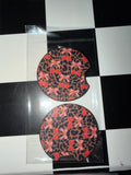 Leopard Cherry Bow Car Coaster Set