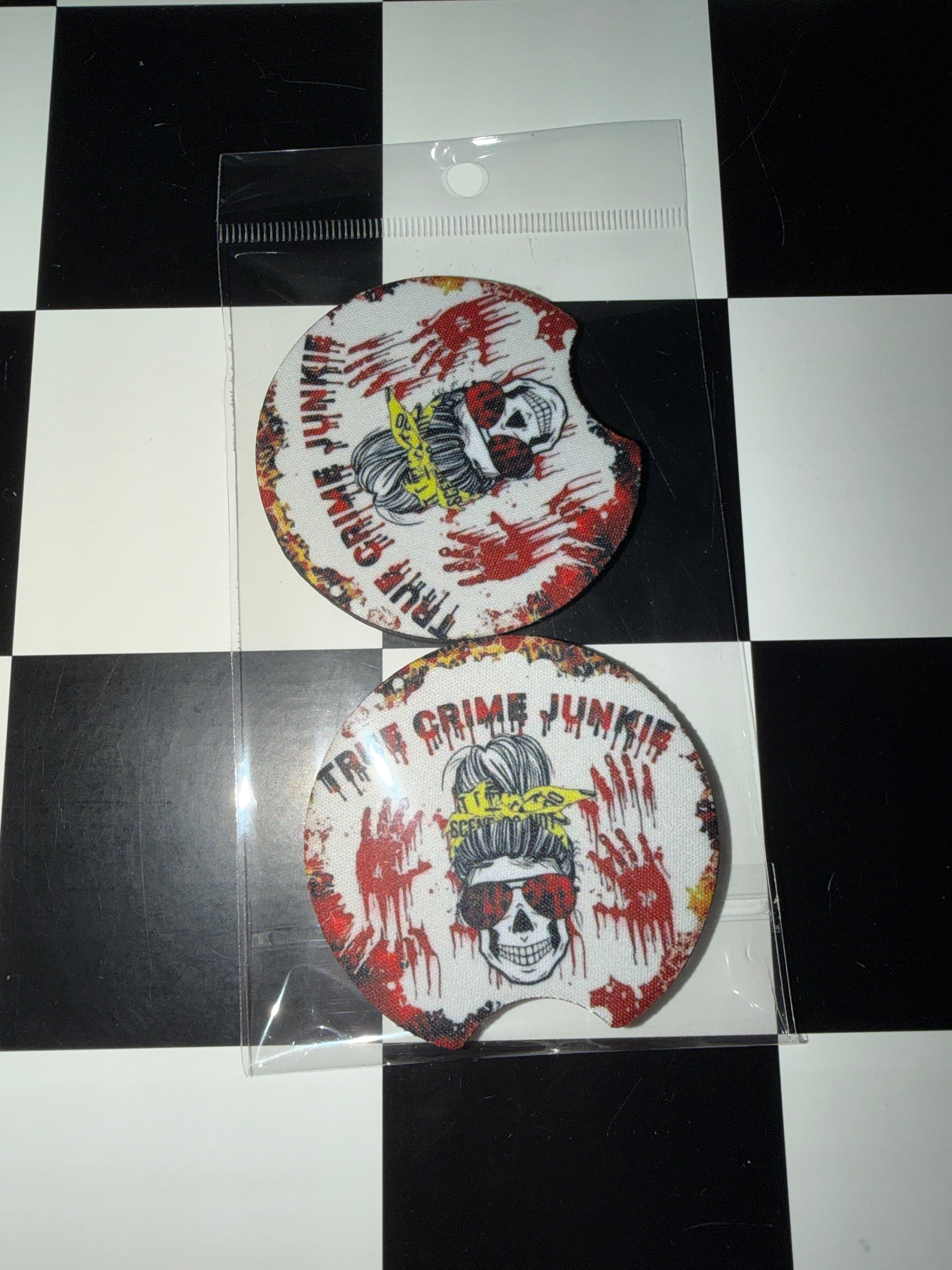 True Crime Junkie Car Coaster Set