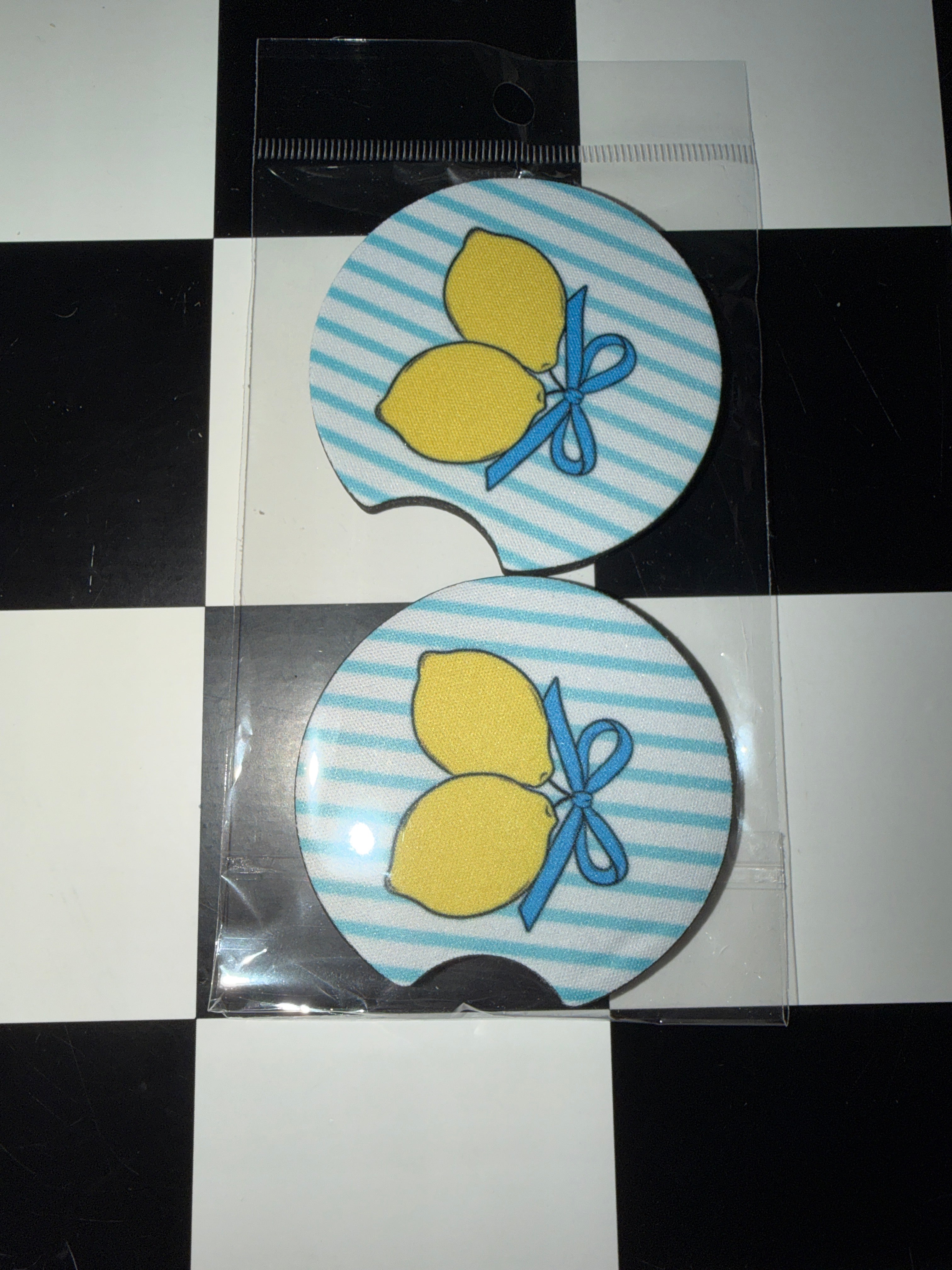 Lemon Bow Car Coaster Set