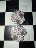 Leopard Pink Cherry Balloon Dog Car Coaster Set