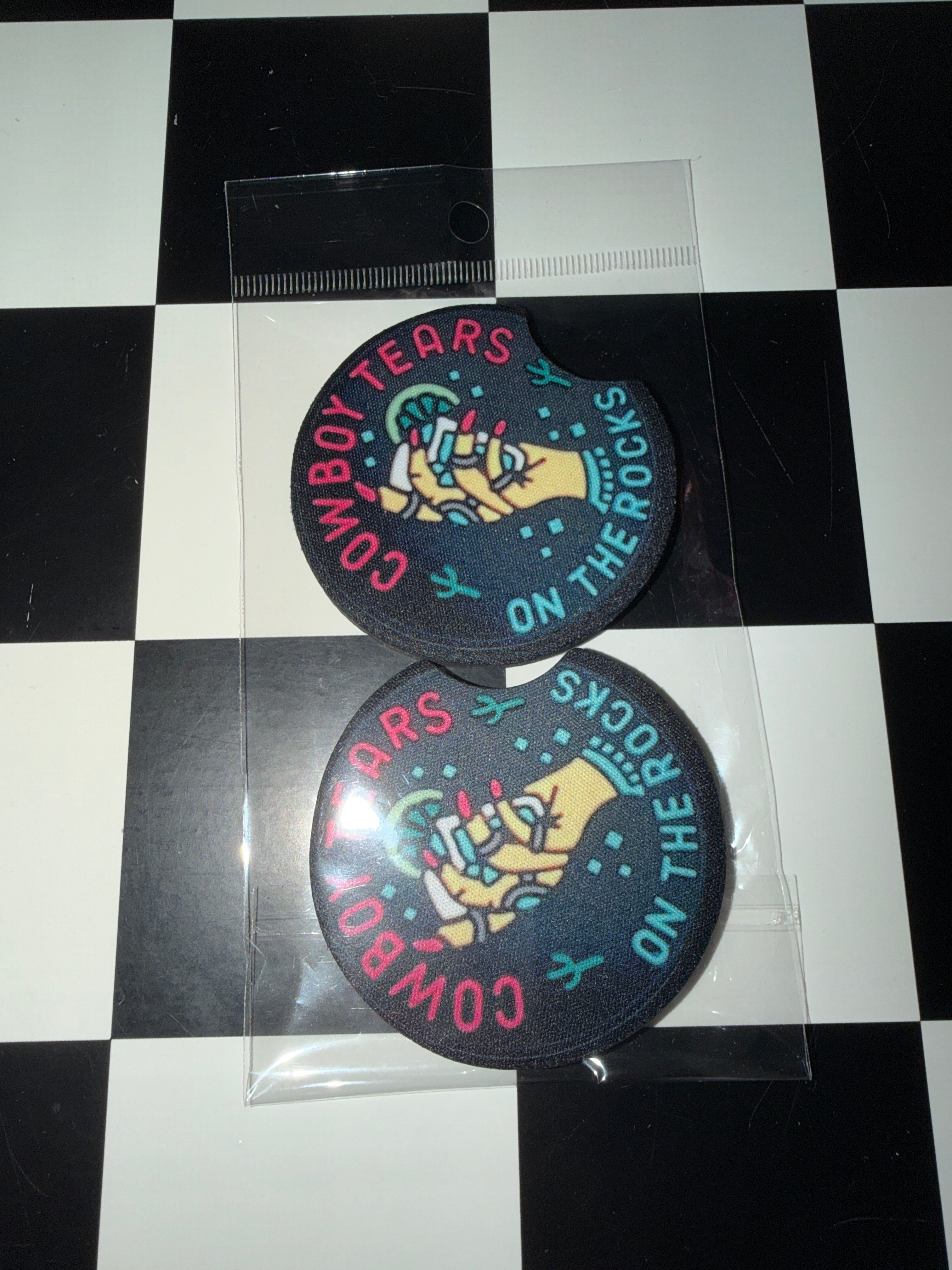 Cowboy Tears Car Coaster Set